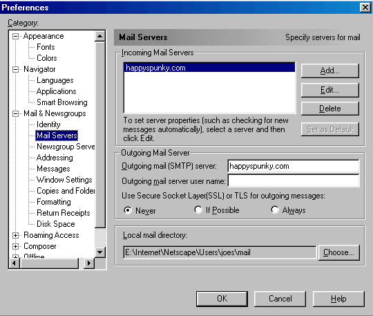 Netscape Mail Configuration -2-